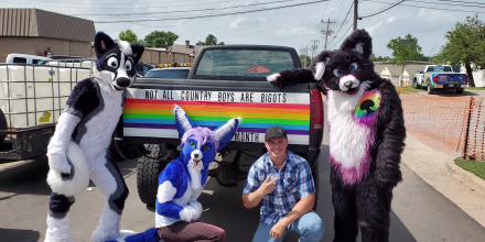 Cody Barlow, who first debuted his decorated tailgate earlier this month, attended Oklahoma City Pride.