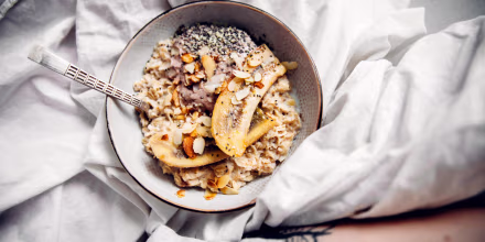 Directly Above Shot Of Breakfast In Bed