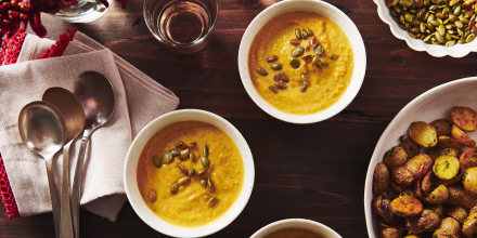 Roasted butternut and leek soup with cumin and coriander