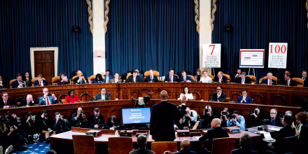 Image: Ambassador to the European Union Gordon Sondland is sworn-in for testimony in an impeachment inquiry hearing on Nov. 20, 2019.