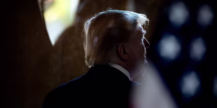 Image: President Donald Trump leaves after speaking with reporters at Mar-a-Lago Resort in Palm Beach, Fla., on Dec. 24, 2019.