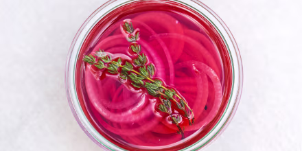 Pickled Red Onions with Thyme leaves