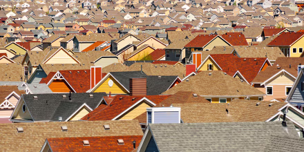Rooftops in suburban development, Colorado Springs, Colorado, United States