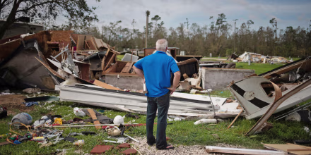 Image: Man returns to find destroyed residence in the aftermath of Hurricane Laura in Sulphur, Louisiana