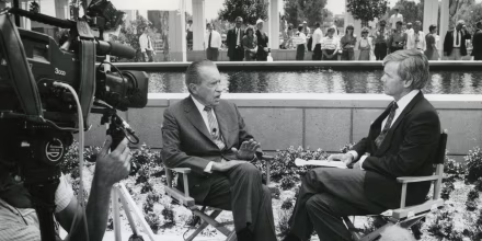 President Richard Nixon is interviewed by NBC's Tom Brokaw