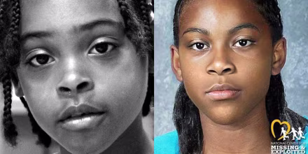 Left: Relisha Rudd (Source: Homeless Children's Playtime Project), Right: Relisha Rudd age progressed to 16 years old (Source: National Center for Missing and Exploited Children)