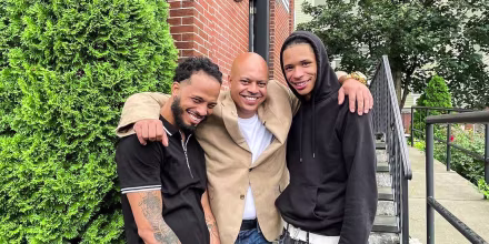 Jon-Adrian Velazquez with his sons, Jon and Jacob, after his release.