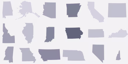 Decorative outlines of U.S. states.