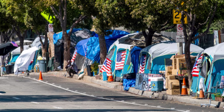 Homeless veterans encampment.