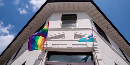 A Pride flag and Transgender flag  at the Whitman-Walker at Liz building in Washington