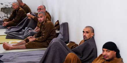 Men accused of being ISIS fighters at the Al Hol prison in northeastern Syria. 