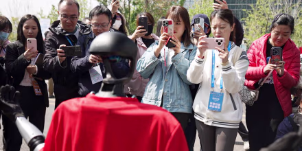 Half marathon run by humans and humanoid robots in Beijing, China, 19 April 2025 as China hosts the world’s first all-robot marathon in Beijing, showcasing the speed, agility, and performance of humanoid robots.
