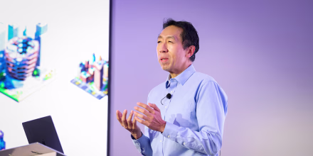 Andrew Ng delivers a keynote address at the AI Developer Conference in New York in mid-November.