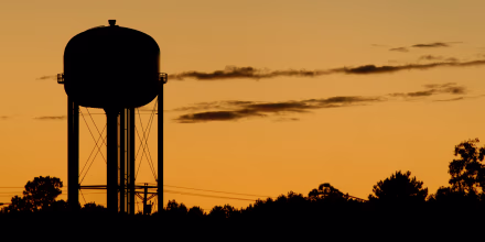 Late evening sky highlights the tower, Water Tower Silhouette