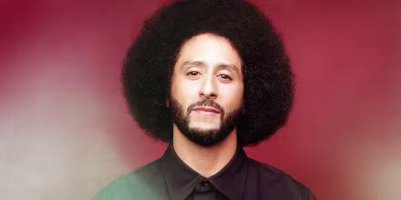 Colin Kaepernick looks at the camera.