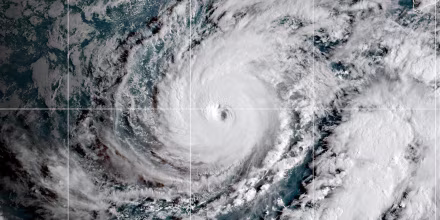 Satellite image shows Hurricane Lowell approaching Hawaii.