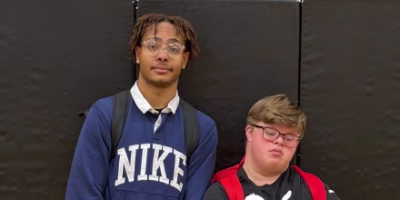 Keni Cedanio Ramirez and Axton Kuhla at their homecoming celebration at Mahanoy Area High School in Pennsylvania. 