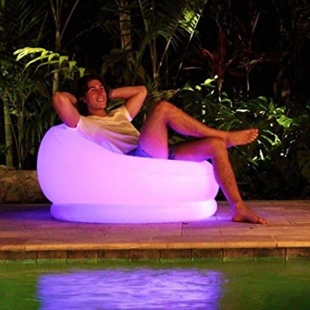 Air Candy Illuminated LED Inflatable Chair, Indoors-Outdoors Waterproof, 120 Color Changing Options w/Remote, Accent Contemporary Lounge Chair for Parties, Events, Living, Bedroom, Dorm, Patio Decor