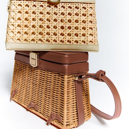 Zara Rattan Box-Shaped Bag