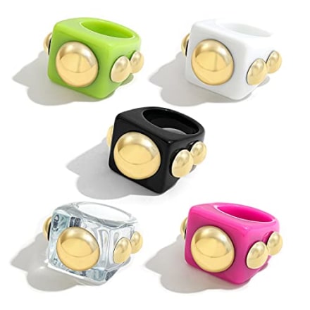 Sloong Retro Resin Cocktail Rings (Set of 5)