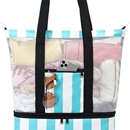 Bluboon Mesh Beach Tote Bag with Detachable Cooler