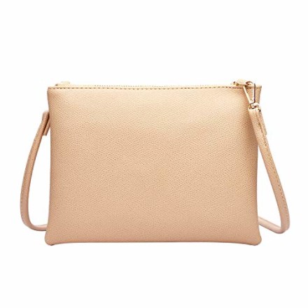 Crossbody Bag for Women, Small Shoulder Purses and Handbags Lightweight PU Leather Wallet with Detachable Strap (Beige)