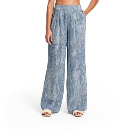 Fine Line Print Wide Leg Pants