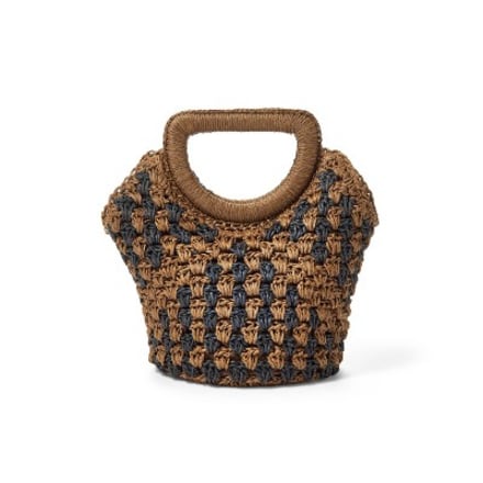 Small Crochet Tote Bag Brown