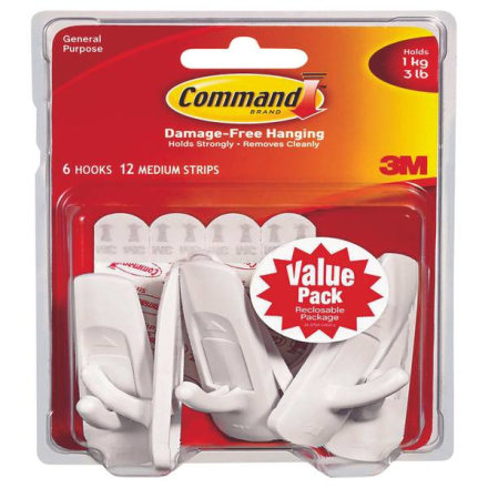 Command 6 Hooks 12 Strips Utility Hooks Value Pack