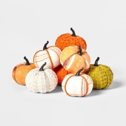 8ct Mixed Colors Knit Pumpkin Harvest Decorative Figurine Set - Hyde & EEK! Boutique™