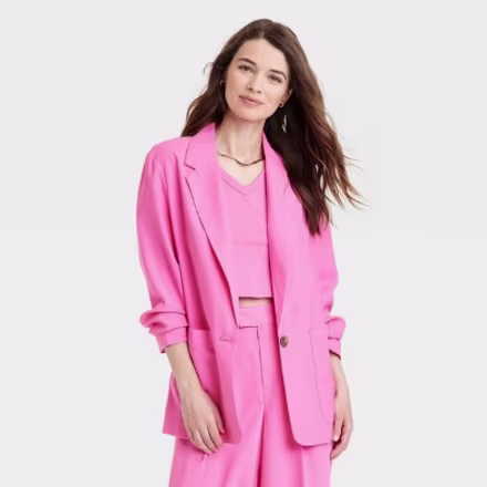 Women's Relaxed Fit Spring Blazer - A New Day(TM) Pink XS