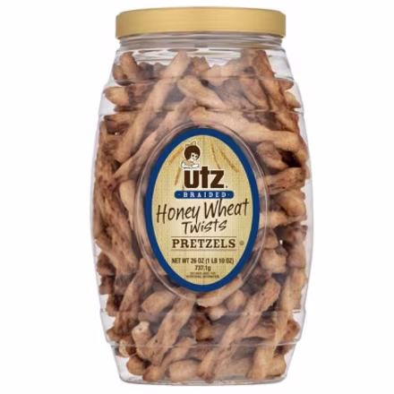 Utz Braided Honey Wheat Twists Pretzels Barrel - 24oz