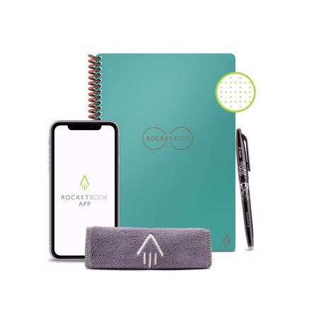 Core Smart Spiral Reusable Notebook Dot-Grid 36 Pages 6"x8.8" Executive Size Eco-friendly - Rocketbook