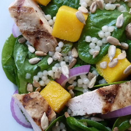 Mango and grilled chicken couscous salad
