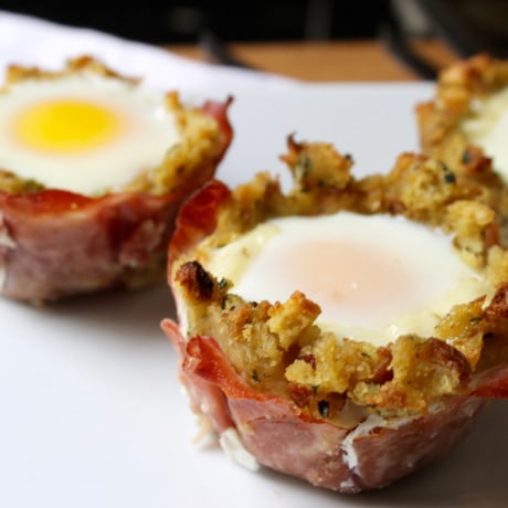 Cheesy Ham, Egg and Stuffing Breakfast Cups