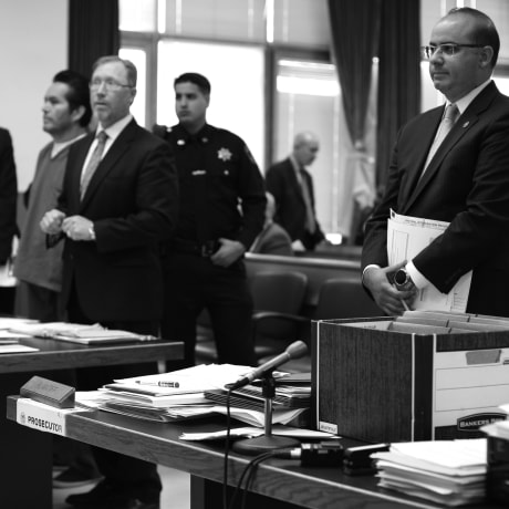 A defendant is arraigned at Hudson County Superior Court in Jersey City, N.J.