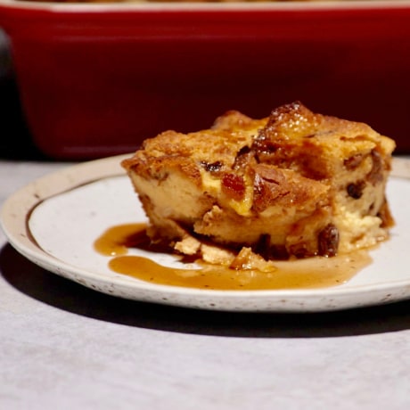 Warm, vanilla-scented bread pudding made with Italian Christmas bread is a must-make for the holidays.
