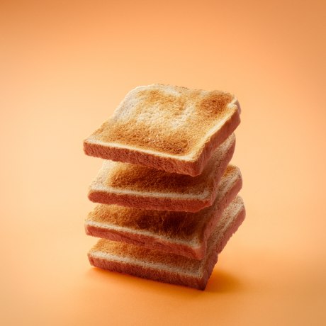 Slices of toast stacked