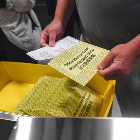 Image: Election Officials Demonstrate Ballot Counting In Philadelphia Ahead Of Presidential Election