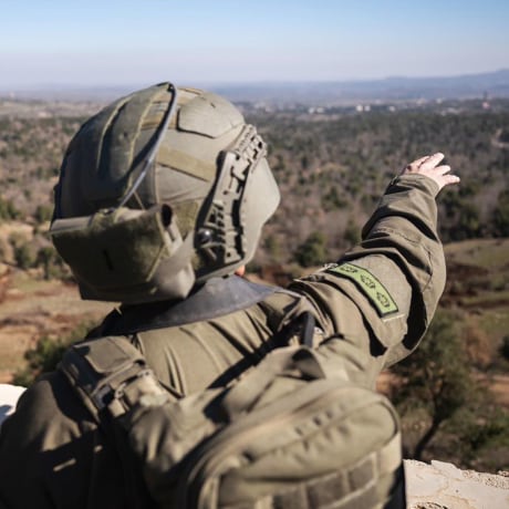 The commander of the Israeli Northern Command looks out over Syria on Jan. 20, 2025.