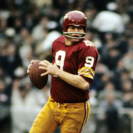 Washington quarterback Sonny Jurgensen rolls out to pass during a game in the late 1960s.