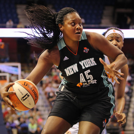 Kara Braxton of the New York Liberty drives to the basket