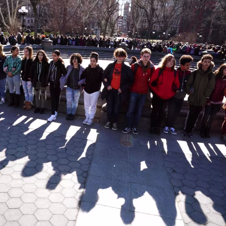 Image: Students from Harvest Collegiate High School take part in a national walkout to protest gun violence