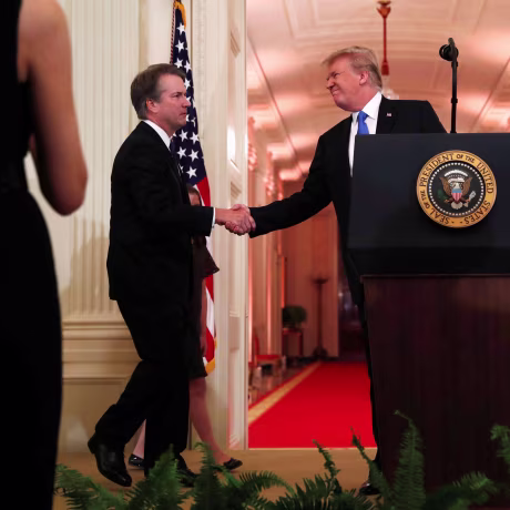Image: U.S. President Donald Trump introduces his Supreme Court nominee judge Brett Kavanaugh in the East Room of the White House in Washington