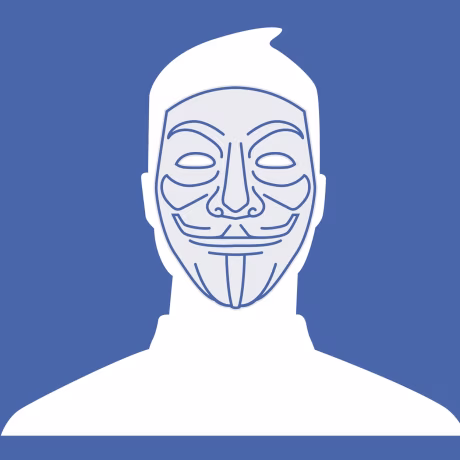 Illustration of the Facebook default profile photo wearing a vigilante mask.