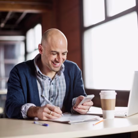 Entrepreneur working in creative office space