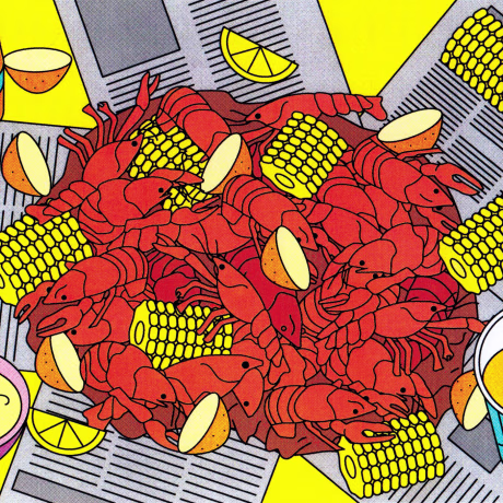Illustration of a crawfish bowl.