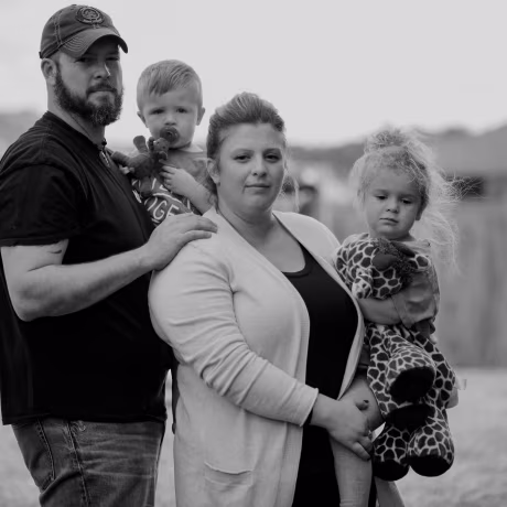 Melissa and Dillon Bright with their children, Charlotte and Mason, in Tomball, Texas.