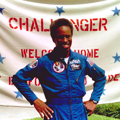 Image: Guion Bluford, Jr., the Challenger space shuttle mission specialist, at Johnson Space Center in Houston in 1983.