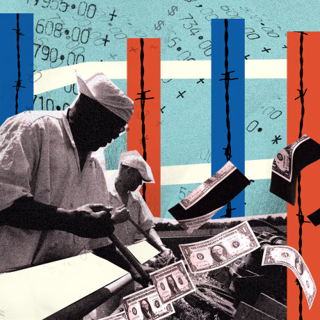 Photo illustration: People working in the fields as dollar bills fly away from them.
